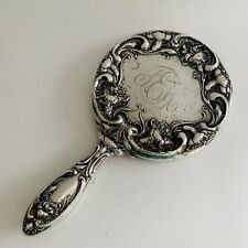 Roger Wallace & Sons Sterling Silver Vanity Hand Mirror 9 1/4" x 5" Art Nouveau