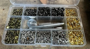 480 Stück Ledernieten Messing Nieten für Stoff Leder Nieten Set DoppelkappenNieten - Bild 1 von 9