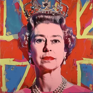 👑 Queen Elizabeth 💎Pop Art | Signed Ltd | COA | 24x24 Giclée | Andy Warhol V17 - Picture 1 of 7