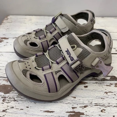 Sandalias deportivas Teva Omnium para mujer talla 8 gris púrpura zapatos de senderismo usados en excelente estado Foto 1 de 4