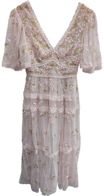Needle & Thread Wisteria Embellished Midi Dress Pink UK 6 - Image 1 of 4