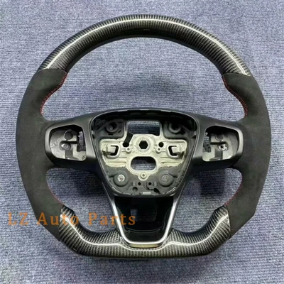 Volante Alcantara de fibra de carbono negro personalizado para Ford Focus 2015-2018 Foto 1 de 4
