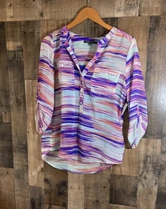 Como Black Womens Top Size S Multicolor Striped Blouse Lightweight With Cami - Picture 1 of 14
