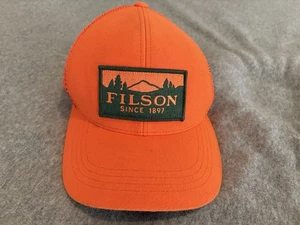 Filson Blaze Orange Hunting Fishing Mesh Strapback Hat Cap - Picture 1 of 7