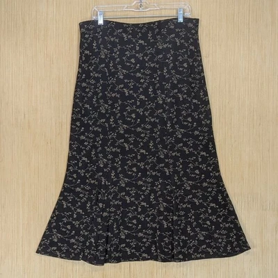 Vintage Briggs New York 90s Women's XL Black Mini Floral Midi Skirt Stretch Cute - Image 1 of 4