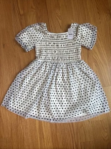J Crew Crew cuts Dress Black White Cream Star Girls Size 6 - Picture 1 of 9