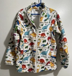 Kids Plush Zip Up Jacket, Medium, White Multi Color Dinosaurs Comfy 🦕 🦖 - Picture 1 of 10