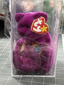Ty Beanie Babies Millennium Bear Plush Toy - Purple D0722308 - Picture 1 of 3