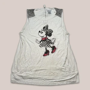 Disney Parks Minnie Mouse White Blouse Zip Back Sleeveless Shirt Womens Size XXL - Picture 1 of 6