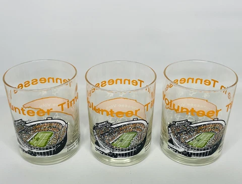 Tennessee Volunteers Official T-Club Glass Tumbler Neyland Stadium x 3 Cover