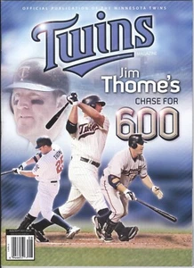 2011 Minnesota Twins Program (August/Sept.): Jim Thome Chases 600th HR - Picture 1 of 1