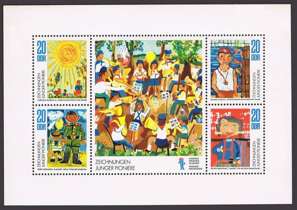 Germany-GDR 1592 ad sheet, MNH. Michel 1991-1994 klb. Children's drawings, 1974. - Image 1 of 1