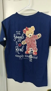 Simply Southern size Youth Medium teddy bear "The Snuggle Is Real" graphic T - Picture 1 of 1