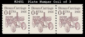 USA3 #2451 MNH PNC3 Pl #1 Steam Carriage Trans - Bild 1 von 1