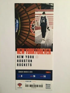 NEW YORK KNICKS VS HOUSTON ROCKETS  MARCH 2, 2020 TICKET STUB - Picture 1 of 1