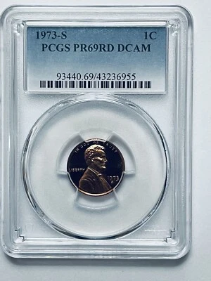 1973-S Lincoln Memorial Reverse Cent PCGS PR69RD DCAM - Image 1 of 4