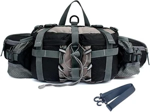 Riñonera negra gris senderismo camping festival correa para el hombro cintura al aire libre grande - Imagen 1 de 6