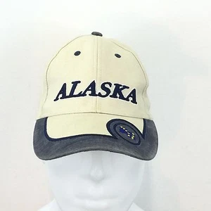 ALASKA Strapback Adjustable Cap Great Design Beige Blue Baseball Hat OSFM - Picture 1 of 12