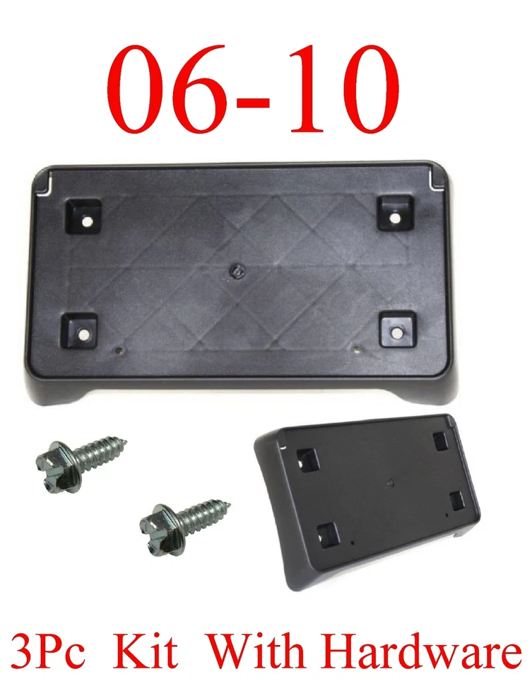 Fits CH1068117 3Pc 06 10 Dodge Charger Front License Plate Bracket - Image 1 of 1