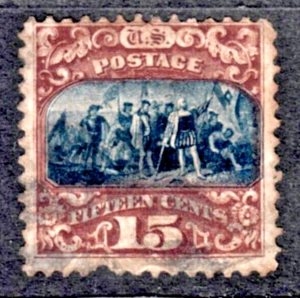US STAMPS # 119 COLUMBUS LANDING 1869 DARK BROWN TYPE II cv$190 H1746 G - Picture 1 of 2