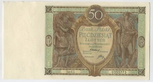 Poland 50 Zlotych 1-9-1929 Pick 71 aUNC Almost Uncirculated Banknote - Picture 1 of 2