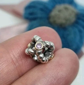 Genuine Pandora Silver & 14k Gold Pink Sapphire Binding Beauty Charm π - Picture 1 of 10