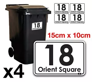 x4 WHEELIE BIN NUMBERS CUSTOM HOUSE AND ROAD STREET NAME STICKERS A6 - BN-19B - Picture 1 of 2