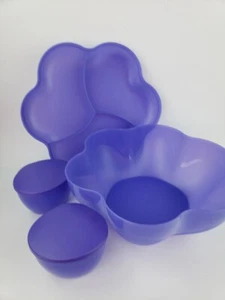 Juego de 6 tazones de inmersión Tupperware azul chip 'N cubierta bandeja para servir 2 tazones de inmersión con tapas - Imagen 1 de 13