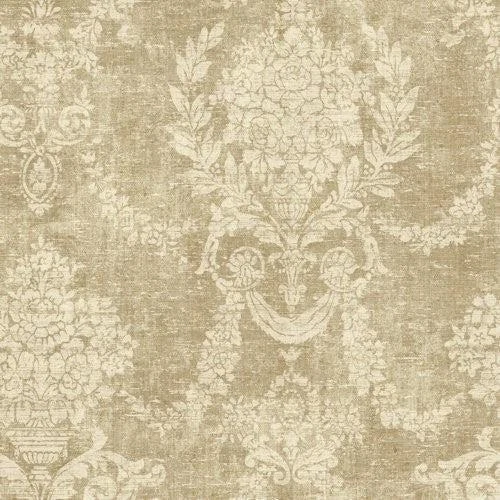 Wallpaper Weathered French Cottage Style Beige Gold Damask , 56 sq ft / bolt - Image 1 of 1