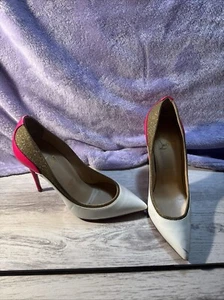 Louboutin Tucksick 100 Glittered Panel Colorblock Leather Pumps sz 37 (6.5) - Picture 1 of 17