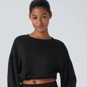 Halara rückenfreies langärmliges kurzärmliges lässiges Sweatshirt mit Kordelzug zum Binden XL - Bild 1 von 10