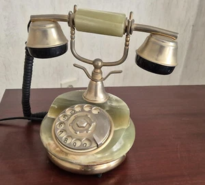 Vintage Onix Marmor Telefon 70er Jahre 24K Goldauflage - Bild 1 von 6