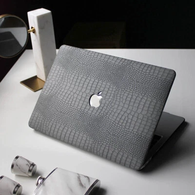 Cold Gray Crocodile PU Leather Shell Case Cover For MacBook Air 13 MacBook Pro - Photo 1/4