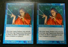 Vintage MTG Portal Capricious Sorcerer (x2) Blue Rare Cards Excellent