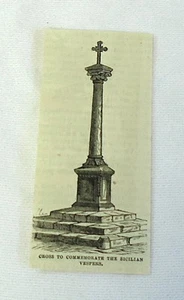 1882 incisione piccola rivista ~ Croce per commemorare i Vespri Siciliani - Foto 1 di 1
