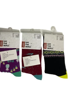 Vans off the wall Girls 3 [Pairs] Multicolor Crew Socks Size 1-6 - Picture 1 of 18