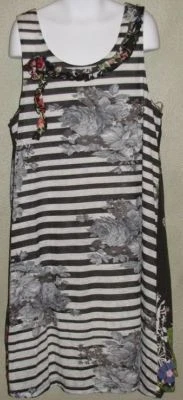 LN~BOUTIQUE~TRULY ME~A-LINE DRESS~STRIPED/FLORAL~14 - Image 1 of 4