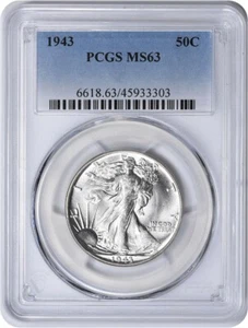 1943 Walking Liberty Silver Half Dollar MS63 PCGS - Picture 1 of 2