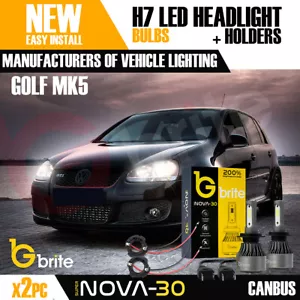 2x VW GOLF MK5 HOLDERS + H7 SN30 LED BULBS CANBUS ERROR FREE UK SELLER - Picture 1 of 7