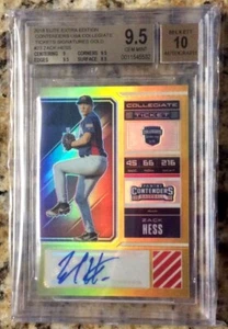 2018 Contenders ZACK HESS #/10 GOLD College TICKET Refractor BGS 9.5 Auto 10 LSU - Picture 1 of 2