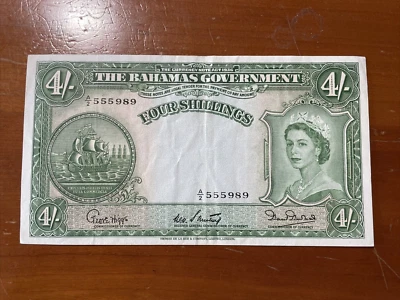 1953 Bahamas Four Shillings Bank Note - Image 1 of 2