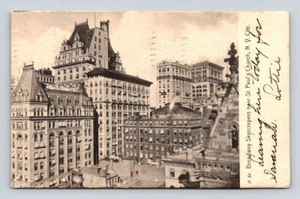 St. Paul's Church N.Y. City near Broadway Skyscrappers, Rotograph Postcard 1907 - Picture 1 of 2
