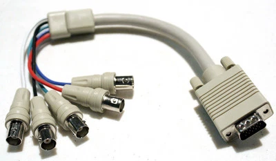 1ft. VGA Male Video to 5 x BNC British Naval Bayonet Neill Connector Cable  - Image 1 of 3