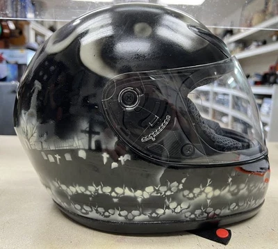 Casco de motocicleta personalizado Joker calavera tumba aerógrafo casco de ciclista pintado a mano Foto 1 de 4