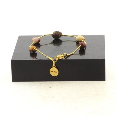 Minerales y Piedras Précieuses. Pulsera Acero Dorado Inoxidable 5 Cuentas Mook Foto 1 de 2