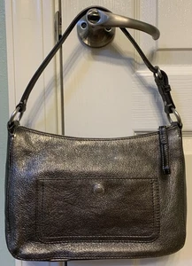 Coach Hobo-Tasche Chelsea Metallic Gunmetal genarbtes Leder 10904 neu mit Etikett - Bild 1 von 7
