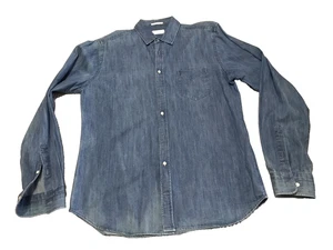 Gant Rugger Town Collar Shirt Men L Blue Chambray Rugger Vintage Long Sleeve - Picture 1 of 10