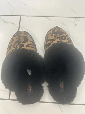 Ugg Leopard Print Fuzzy Slippers Size 6 - Image 1 of 4