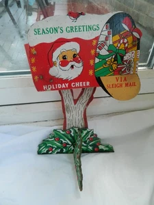 Vintage Holz Weihnachtsbaum/Weihnachtsmann WEIHNACHTEN Geschenk/Kartenhalter. Hergestellt in Japan. - Bild 1 von 8