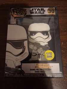 Star Wars First Order Stormtrooper Funko Pop Pin #30 Glows Large Enamel Pin 2022 - Picture 1 of 6